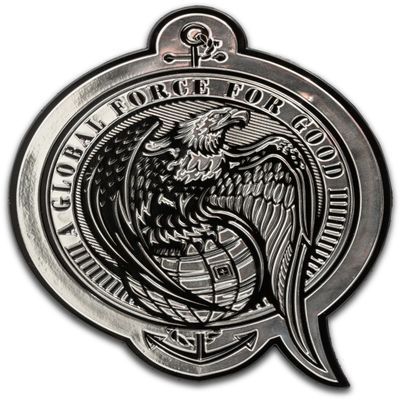 5.11 Tactical Patch - Global Eagle Patch, Hook-Back Adhesion, Laser-Cut to Size, Silver, Style 92307
