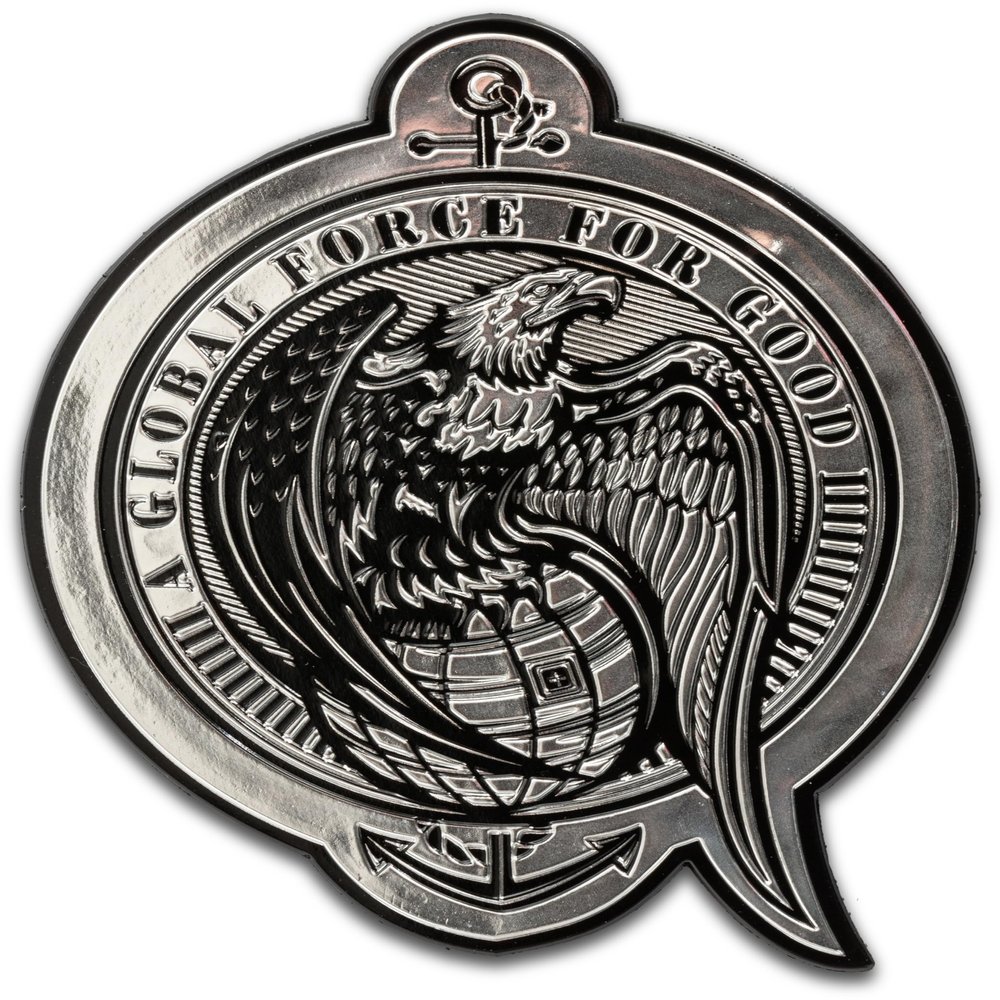 5.11 Tactical Patch - Global Eagle Patch, Hook-Back Adhesion, Laser-Cut to Size, Silver, Style 92307