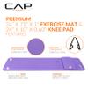 CAP Barbell Yoga Mat 1/2" Thick with Carrying Strap & Knee Pad - High Density Exercise Mat for Yoga, Pilates, Stretching, Floor & Fitness Workouts - 71''x24''x1/2" | Purple view 3