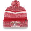 47 Kansas City Chiefs Super Bowl LVIII Champions Northward Beanie Hat with Pom - NFL KC Cuffed Winter Knit Cap Red view 1