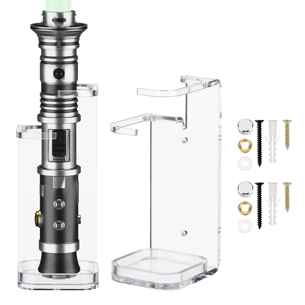 Cosmos 1 Pc Lightsaber Wall Mount Stand Vertical Light Saber Display Rack Acrylic Lightsaber Holder Wall Lightsaber Display Stand Compatible with Savi's Lightsaber (Transparent Clear - 6.6 cm Dia. Thick Helt)