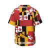 Maryland Flag Men's Casual Shirts Short Sleeve Regular Fit Fashion Camp Beach Shirts Tops view 2