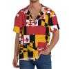 Maryland Flag Men's Casual Shirts Short Sleeve Regular Fit Fashion Camp Beach Shirts Tops view 3