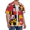 Maryland Flag Men's Casual Shirts Short Sleeve Regular Fit Fashion Camp Beach Shirts Tops view 4