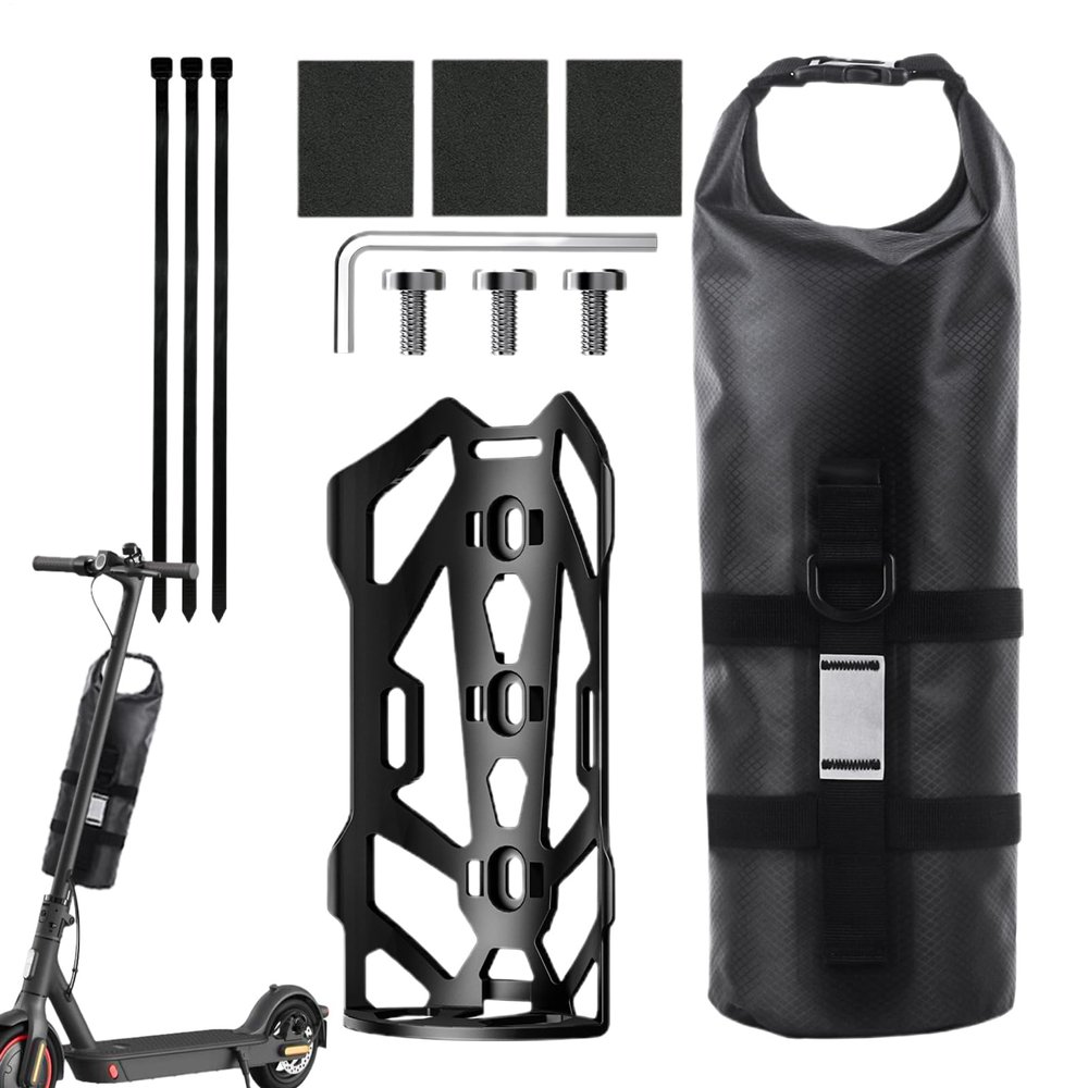 NineFit Basics Fork Bag - Bag Shoulder Bag, Water Proof Panniers & Rack Trunks | Multi Purpose Fork Bag with Reflective Stripes for City Riding Bikepacking Cycling Touring, Black, 23x8.8x5.8cm