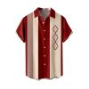 Mens Bowling Shirts Short Sleeve Button Down 1950s Retro Rockabilly Style Hawaiian Shirts 2025 Summer Beach Tops Trendy view 1