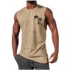 Men's Tank Tops Loose Fit Sleeveless Crewneck Shirts Tops Summer Casual Palm Tree Print Hawaiian Beach Shirts Tee Men Khaki L view 1