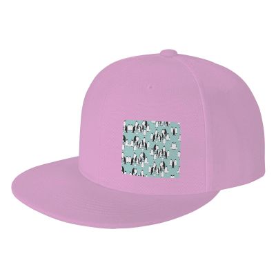 DRTGEDS Cute Penguins Flat Bill Brim Cap Hip Hop,Trucker Hat Men Women Adjustable Baseball Caps Pink