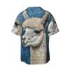 Alpaca Llama Men's Casual Shirts Short Sleeve Regular Fit Fashion Camp Beach Shirts Tops Black view 2