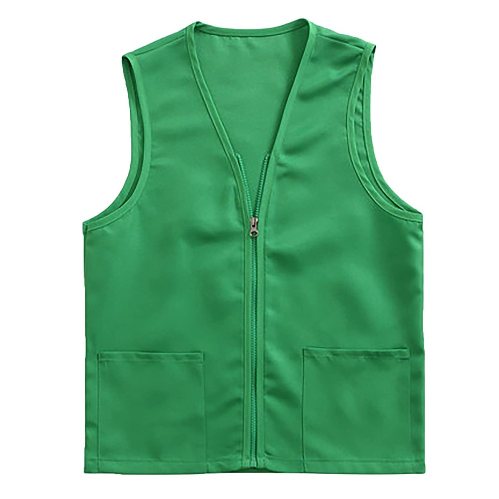 Adult Postulant Activity Vest Supermarket Vests Clerk Workwear Mid Length Coats Women (Green, L)