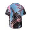 Oil Painting Paris Eiffel Tower Men's Casual Shirts Short Sleeve Regular Fit Fashion Camp Beach Shirts Tops Black view 2