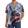 Oil Painting Paris Eiffel Tower Men's Casual Shirts Short Sleeve Regular Fit Fashion Camp Beach Shirts Tops Black view 3