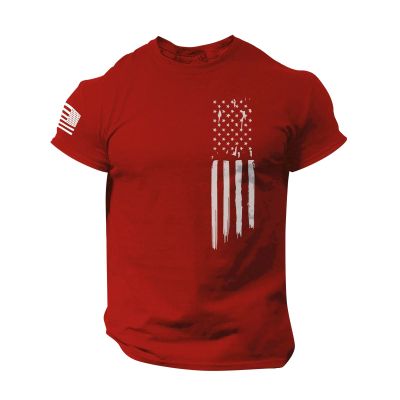 4Th of July Shirt for Men Crewneck USA Flag Prined Patriotic Tees Independence Day Lightweiht Workout Shirt, Polo Shirt for Men T Shirts Mens Golf Shirts Hawaiian Shirt(Red,5X-Large)