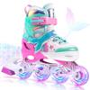 NEMONE Mermaid Inline Skates, 4 Sizes Adjustable Skates for Girls Kids with Light up Wheels, Indoor Beginner Outdoor for Kids Ages 4-6 5-8 6-12 8-12 view 1