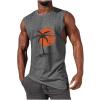 Men's Tank Tops Loose Fit Sleeveless Crewneck Shirts Tops Summer Casual Palm Tree Print Hawaiian Beach Shirts Tee Gray L view 1