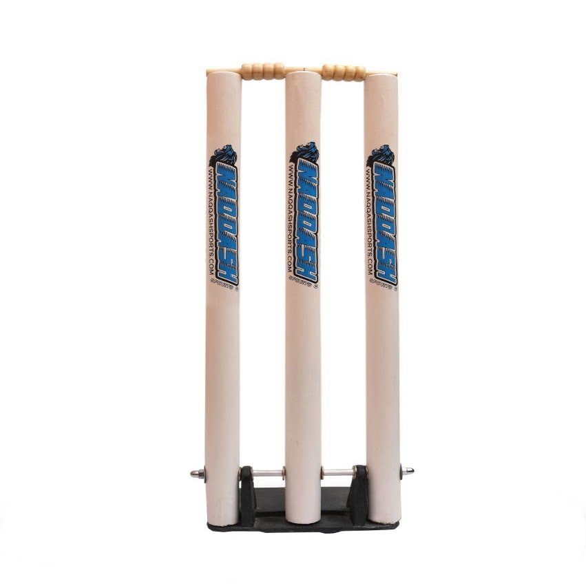 Cricket Spring Return Stumps Wickets Metal Base Multi Surface Placement by Naqqash Sports
