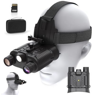 SUZLAZYR Night Vision Goggles Head Mounted, Rechargeable Hands Free Night Vision Binoculars Military Tactical, 1312FT Infrared Nightvision Goggles for Helmet, 8X Digital Zoom, Include 32GB SD Card
