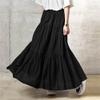 WomenS Boho Elastic High Waist Maxi Skirts Pleated A-Line Flowy Swing Skirt Asymmetric Tiered Maxi Long Skirt Dress (XX-Large,Black) view 2