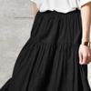 WomenS Boho Elastic High Waist Maxi Skirts Pleated A-Line Flowy Swing Skirt Asymmetric Tiered Maxi Long Skirt Dress (XX-Large,Black) view 3