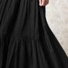 WomenS Boho Elastic High Waist Maxi Skirts Pleated A-Line Flowy Swing Skirt Asymmetric Tiered Maxi Long Skirt Dress (XX-Large,Black) view 4