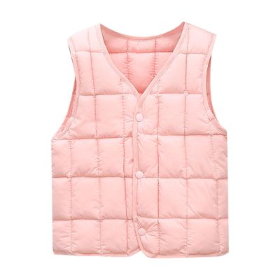 NineFit Basics Winter Tops for Girls Toddler Boys Girls Down Vest Autumn/Winter Front Buckle Solid Color Girls Light (Pink, 6-7 Years)