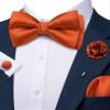 Barry.Wang Pretied Bow Ties for Men Solid Color Bow Tie and Pocket Square Cufflinks Lapel Pin Set Formal Orange Bowties view 2