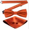 Barry.Wang Pretied Bow Ties for Men Solid Color Bow Tie and Pocket Square Cufflinks Lapel Pin Set Formal Orange Bowties view 3