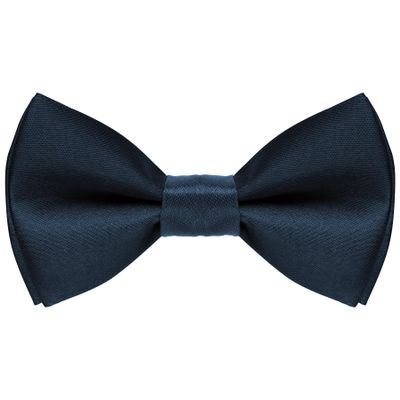 Bskifnn Kids Bow Tie Classic Solid Color Satin Bow Tie Adjustable Neck Bowtie for Kids Wedding Party (Dark navy blue, kids)