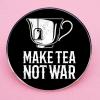 2 peace loving pins, MAKE TEA NOT WAR metal alloy pins, stop war pins, clothing bags, hats, accessories view 4