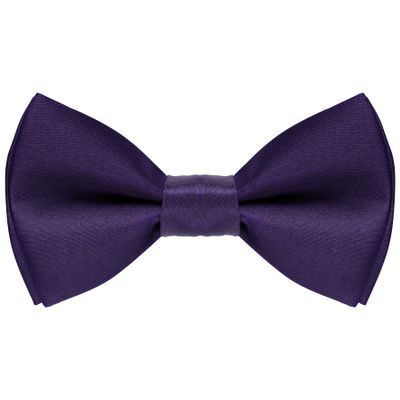 Bskifnn Kids Bow Tie Classic Solid Color Satin Bow Tie Adjustable Neck Bowtie for Kids Wedding Party (Deep purple, kids)