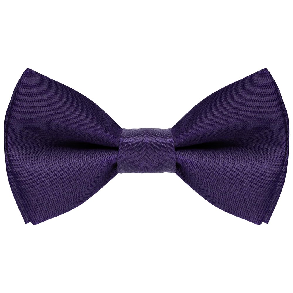 Bskifnn Kids Bow Tie Classic Solid Color Satin Bow Tie Adjustable Neck Bowtie for Kids Wedding Party (Deep purple, kids)