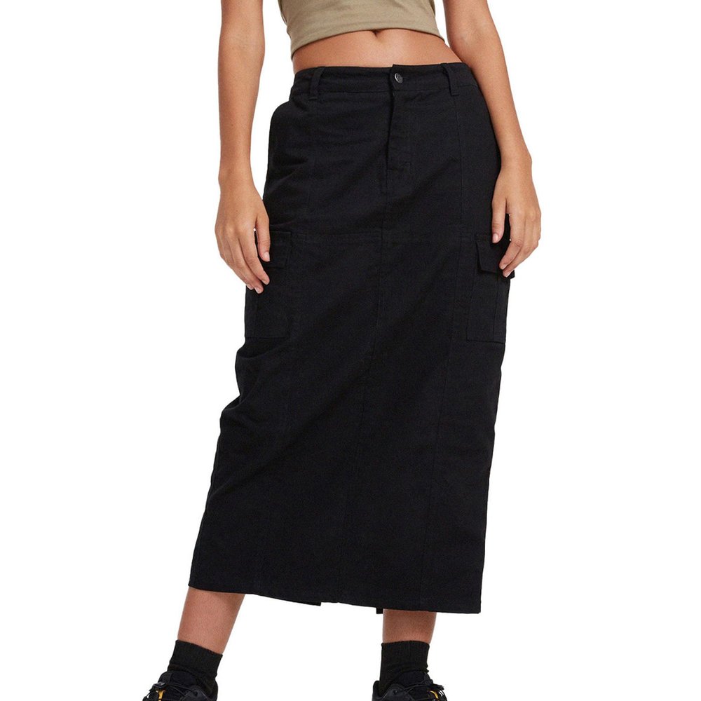 NineFit Basics Women'S Casual High Waisted Skirt Solid Button Up Denim Jean Skirt A Line Long Midi Denim Skirt with Pocket (Small,Black)