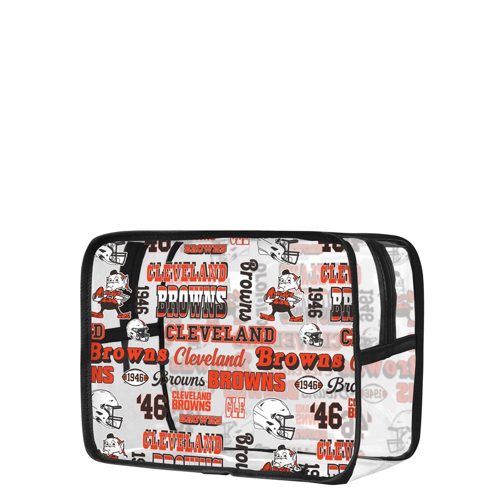 FOCO Cleveland Browns NFL Repeat Retro Print Clear Cosmetic Bag