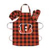 FOCO Cincinnati Bengals NFL Plaid Apron Chef Hat Oven Mitt 3 Piece Set view 1
