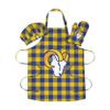 FOCO Los Angeles Rams NFL Plaid Apron Chef Hat Oven Mitt 3 Piece Set view 1