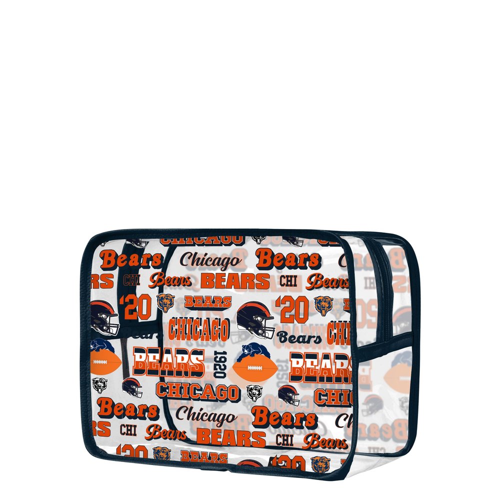 FOCO Chicago Bears NFL Repeat Retro Print Clear Cosmetic Bag