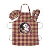 FOCO Florida State Seminoles NCAA Plaid Apron Chef Hat Oven Mitt 3 Piece Set view 1