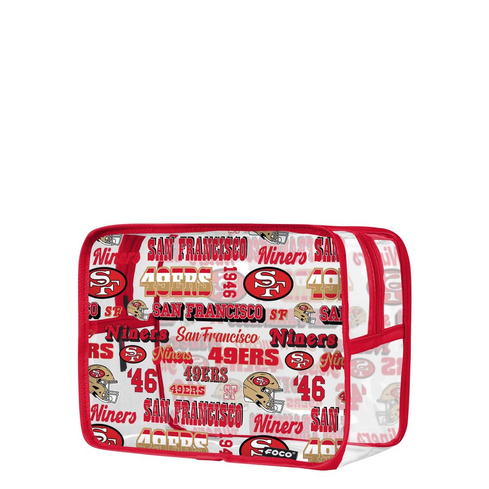 FOCO San Francisco 49ers NFL Repeat Retro Print Clear Cosmetic Bag