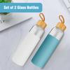 Lily's Home Borosilicate Glass Water Bottles Set of 2 - Glass Water Bottle Set. (18 oz) Glass Bottles with Lids (Bamboo, Leakproof Seal), BPA Free, Silicone Sleeves to Avoid Drops & Bumps view 3