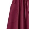 WomenS Boho Elastic Waist Asymmetric Maxi Long Skirt Dress Pleated A-Line Flowy Swing Beach Skirt with Pockets (Small,Wine Red) view 2