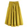 WomenS Boho Elastic Waist Asymmetric Maxi Long Skirt Dress Pleated A-Line Flowy Swing Beach Skirt with Pockets (X-Large,Yellow) view 1