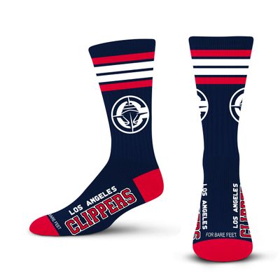 For Bare Feet NBA DETROIT PISTONS 4 Stripe Deuce Crew Sock Team Color Large