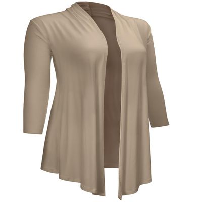 2310 Women's Draped Open Front Long Sleeve Lightweight Relaxed Classic Cardigan Sweater Taupe S