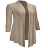2310 Women's Draped Open Front Long Sleeve Lightweight Relaxed Classic Cardigan Sweater Taupe S view 1