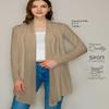 2310 Women's Draped Open Front Long Sleeve Lightweight Relaxed Classic Cardigan Sweater Taupe S view 2
