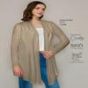 2310 Women's Draped Open Front Long Sleeve Lightweight Relaxed Classic Cardigan Sweater Taupe S view 3