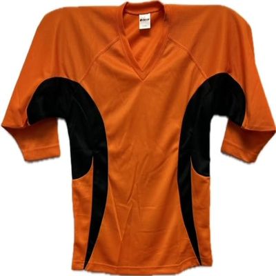 NineFit Basics Men's Goalie Cut Hockey Practice Jersey-Solid and Mixed Colors Screen Print and Heat Press Friendly Orange/Black