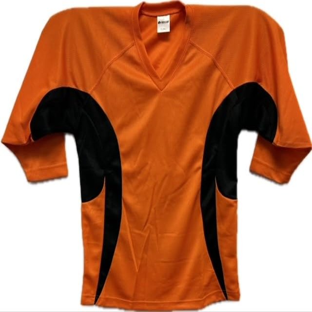 NineFit Basics Men's Goalie Cut Hockey Practice Jersey-Solid and Mixed Colors Screen Print and Heat Press Friendly Orange/Black