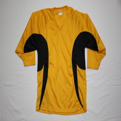 NineFit Basics Men's Goalie Cut Hockey Practice Jersey-Solid and Mixed Colors Screen Print and Heat Press Friendly Gold/Black