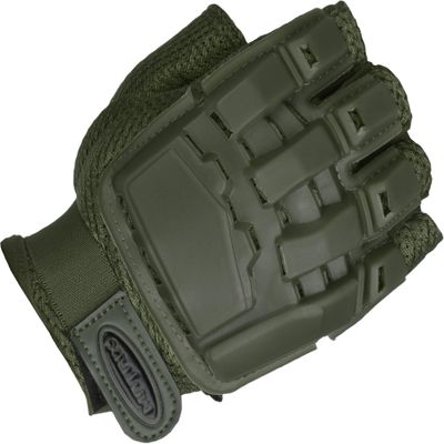Evike Airsoft - Matrix Half Finger Rubber-Shell Tactical Gloves (Color: OD Green/XS-S)